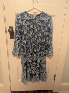 J. Crew Blue and Light Blue Lace Dress
